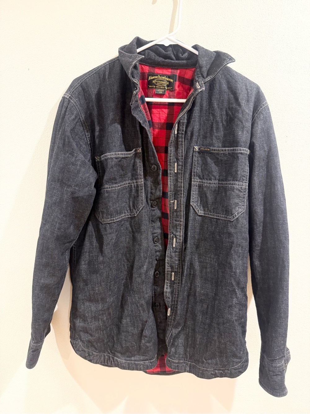 FILSON LINED DENIM WORK SHIRT TOP XS